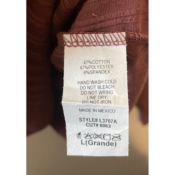 Ginger G Ribbed Mock Neck Top L Burgundy Button Back Long Sleeve Minimalist - Picture 6 of 7